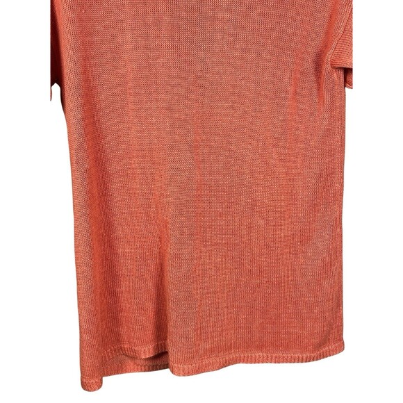 J Jill 100% Linen Cardigan Sweater Petite Small Coastal‎ Beachy Bamboo Orange - Picture 11 of 11